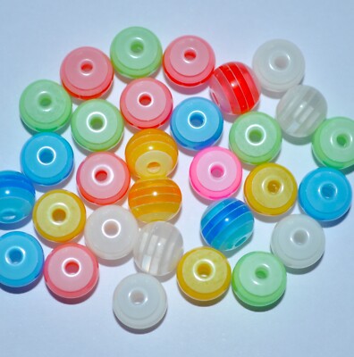 Großhandelsqualität AAA Durchscheinend Gestreift Harz Runde Perlen 8 mm Mix Farbe