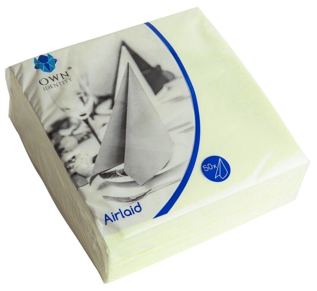 Luxury Airlaid Napkins 40cm 4 Fold Pack of 50 Devon Cream Linen Feel Disposable