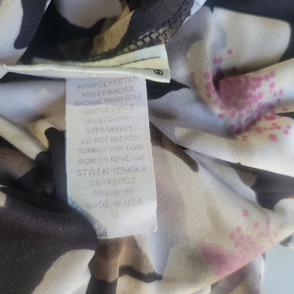 Falda floral elástica marrón y blanca Tapemeasure para mujer volantes cintura elástica M Foto 4 de 4