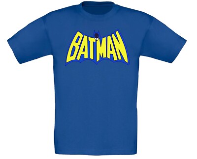 Batman Superman Held Retro Kindershirt T-Shirt blau