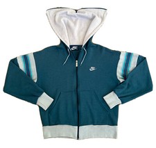 VTG Nike Hoodie Sweatshirt 80s Blue Tag OG Full Zip Zipper Hood 21x23 split.