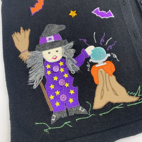 Vintage Karen Scott Vest Novelty Halloween Sweater Witch Cat Spider Embellish XL - Picture 4 of 13