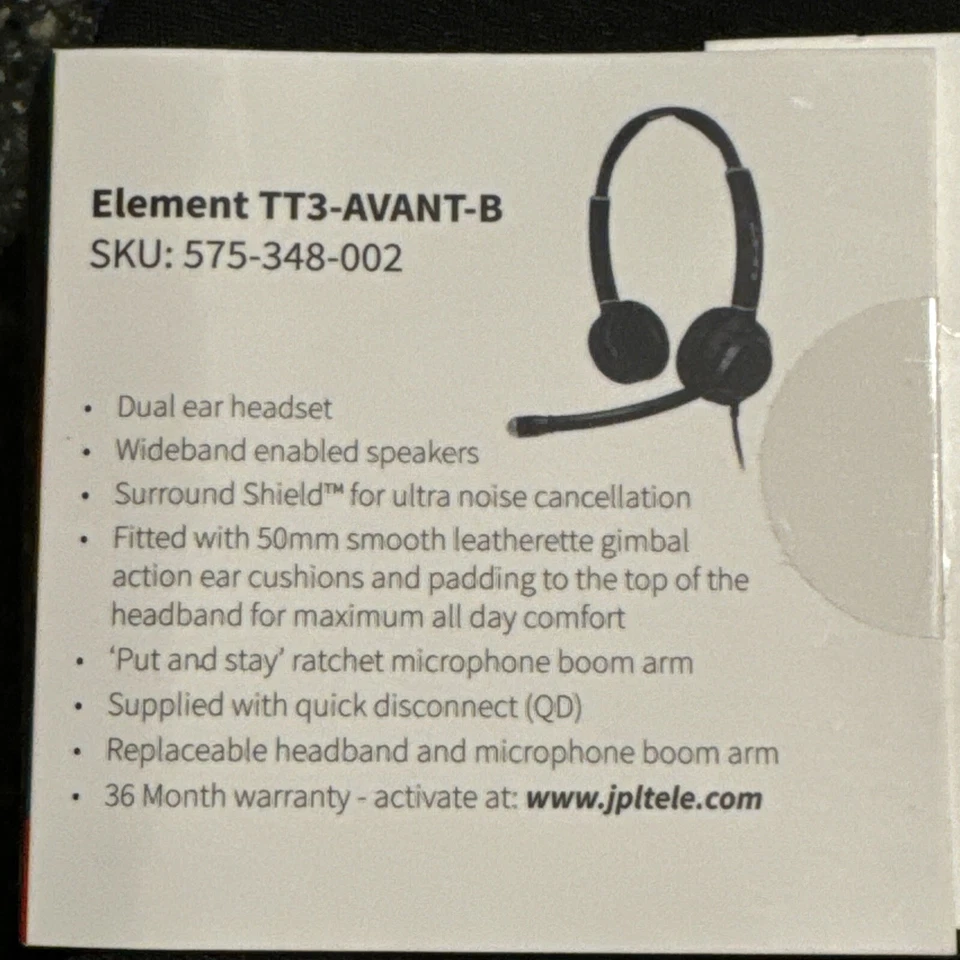 JPL Element TT3-AVANT-Binaural Noise Cancel Headset 575-348-002 - Image 2 of 2