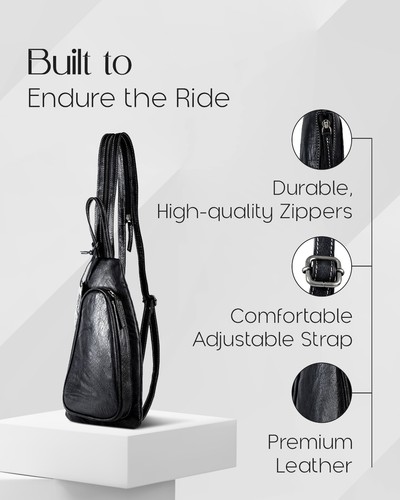 Bolso bandolera de cuero para hombre con etiqueta de aire oculta antirrobo - Imagen 8 de 18