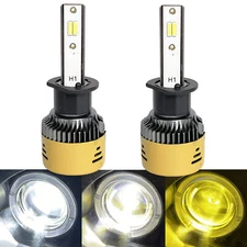 H1 3000K LED Kit Headlight Bulb Switchback 3K 4K 6K White Yellow + Strobe Light