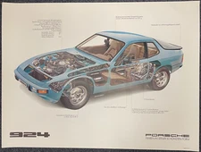 Porsche original poster 30x40" 924 cutaway/see thru  WWM313410