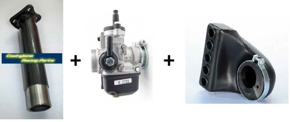 CASTIGLIONE RACING CARBURATORE PHBL AD 24 DELL´ORTO+COLLETTORE+FILTRO ARIA POLINI PIAGGIO APE 50 2T