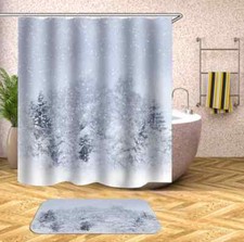 Snow And Ice 3D Shower Curtain Polyester Bathroom Decor Waterproof