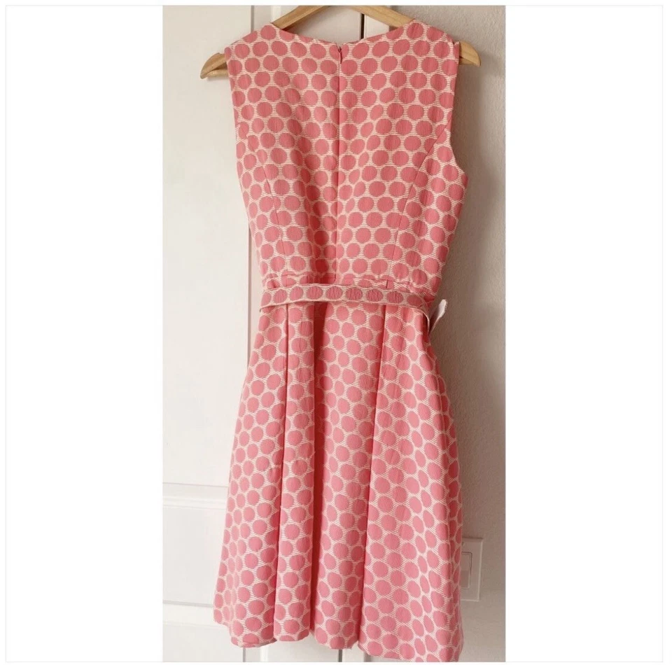 Vestido Retro Nine West Baile de graduación Rosa Blanco Lunares Talla S (4) Foto 4 de 4