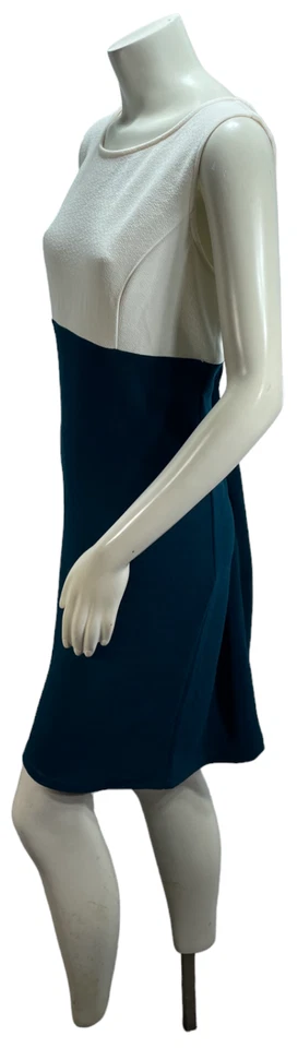 NY Collection Dress Womens size 14 Petite 14P Green White Colorblock Stretch New - Image 3 of 4