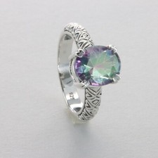 Multicolor Oval MYSTIC TOPAZ Ring - 925 STERLING SILVER 118e