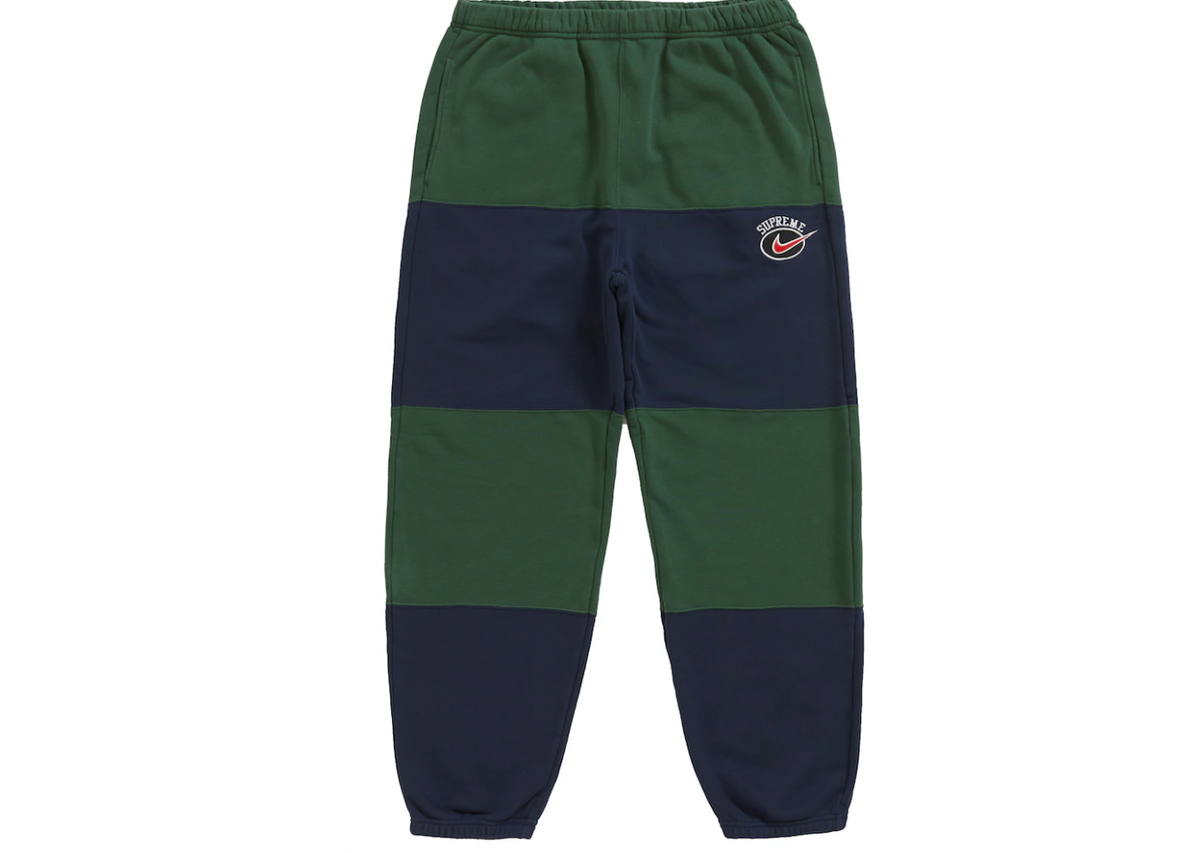 DS SUPREME x NIKE STRIPE SWEATPANT NAVY SMALL SS19 SWOOSH SWEATER  