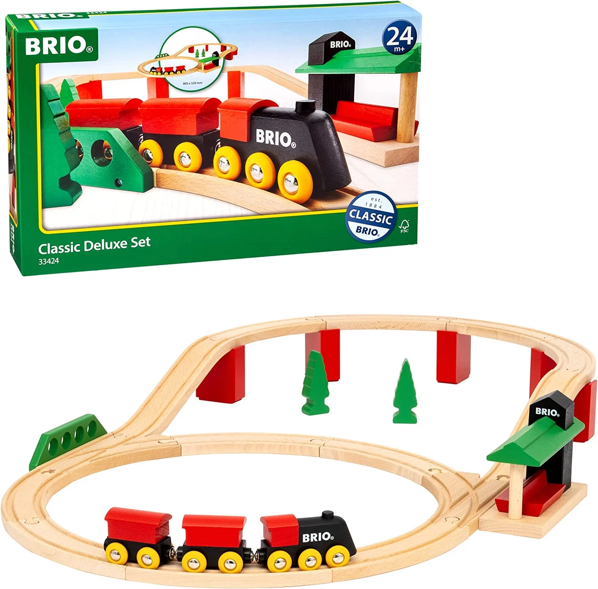 BRIO World 33424 - Classic Deluxe Railway Set - 25 Piece Wood