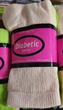 3 Pair Diabetic Ankle Socks Green Pink Yellow Non-Binding Top Ladies Shoe siz