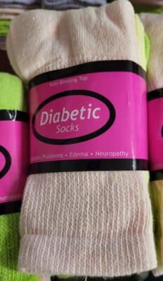 3 Pair Diabetic Ankle Socks Green Pink Yellow Non-Binding Top Ladies Shoe siz