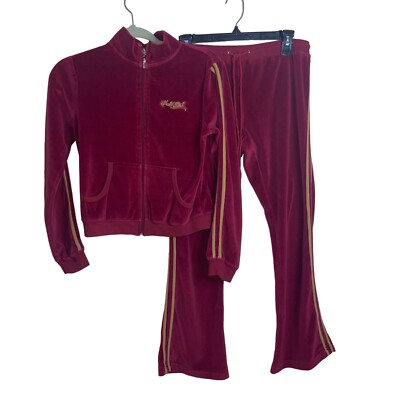 Hale Bob Track Suit Vintage Womens Size M Red Y2k Logo Velour Crop Full Zip 90s