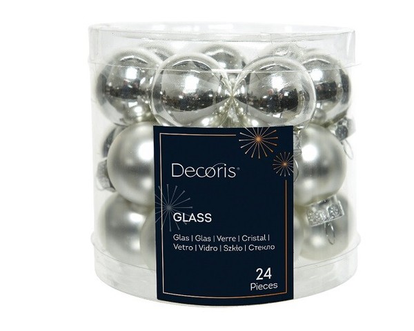 Christbaumkugeln Weihnachtskugeln Glas Ø 2,5 Cm 24 StüCk Silber Glanz/Matt Mix-image