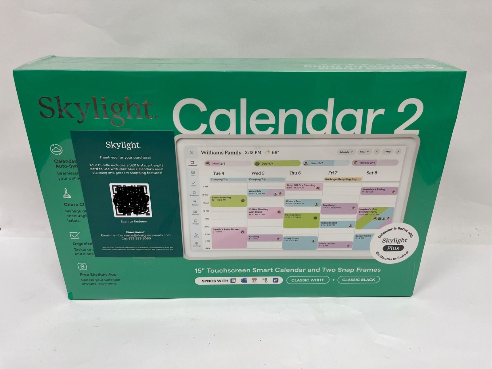 Skylight Calendar 2 15 inch Touchscreen Digital Display White & Black Frames New
