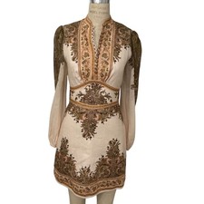 Zimmermann Linen Natura Buttoned Mini Dress Paisley Print Size 1 US Size S