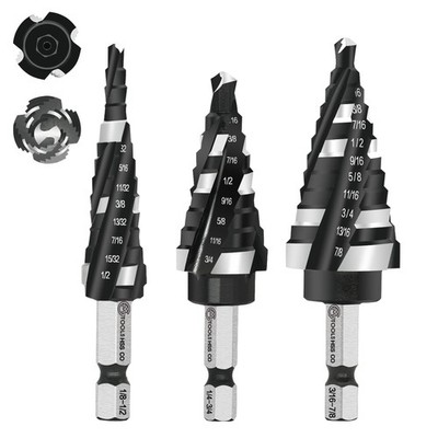 GMTOOLS M35 Four Spiral Flute Cobalt Step Drill Bit Set 1/8''-7/8'',... 