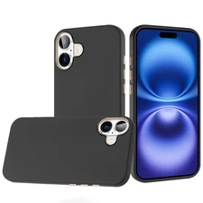 For iPhone 17 Case Soft-Touch Premium Cover w/ Chromed buttons + Tempered Glass