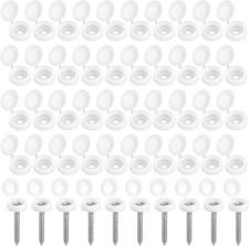 50 PCS White Screw Caps Plastic Hinged Screw Covers Fold Screws Snap on Covers