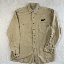 Tyndale FR Work Shirt Mens Medium Tan Flame Resistant Made in USA Arc Rating 9.1