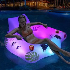 Pool Floats With 2 Cup Holders For Adults Inflatable Lounge Pool Toys Home Summe