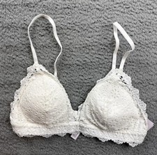 Auden Womens Medium White Lace Triangle Wirefree Bralette