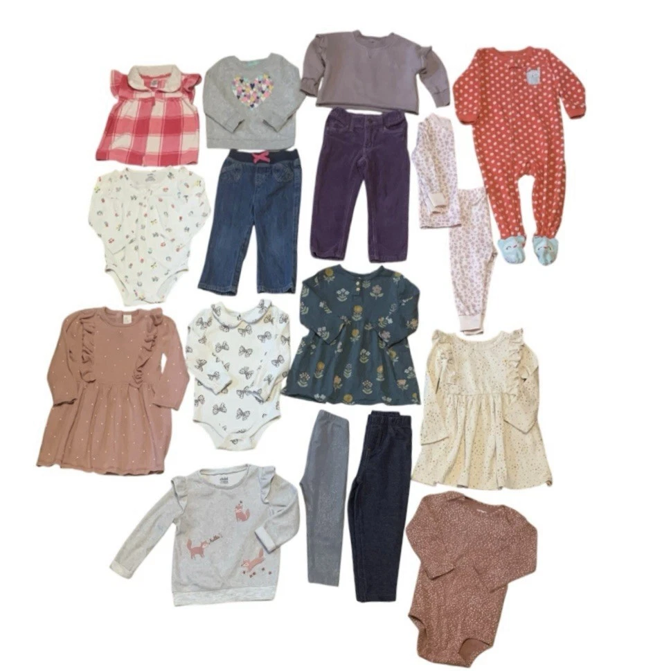 Baby Girl Clothes Lot 18-24M Boutique Style Floral Ruffle Dresses Outfits 17pc