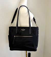 Kate Spade New York Black Nylon Diaper Baby Bag Tote Changing Pad Crossbod