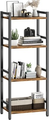 Book Shelf 4 Tier Bookcase W/ Steel Frame Stable Bookshelf Narrow Book Shelves