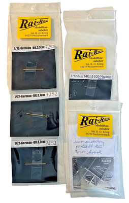 1:72 Rai-Ro Zubehör BK 3,7cm / MG 151/20 / FuG 220   Auswahl   Raritäten