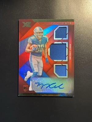 2019 Panini XR - Rookie Triple Swatch Autographs T.J. Hockenson #219 Red /75