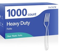 SACATR 1000 Count Plastic Forks Heavy Duty, Plastic Silverware Clear Forks, P...