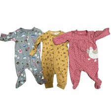 Lot 3 Girls Footed Sleepers 0-3M Carter  s Gerber Wonder Nation Floral Polka Dot