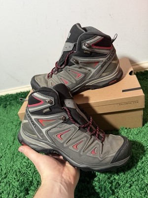 Salomon Gortex GTX Pink & Grau Turnschuhe Walking Wanderschuhe Schuhe Gr. UK 6,5