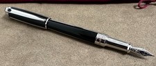 S.T. Dupont Line D Medium Black and Palladium Fountain Pen, 14k Nib