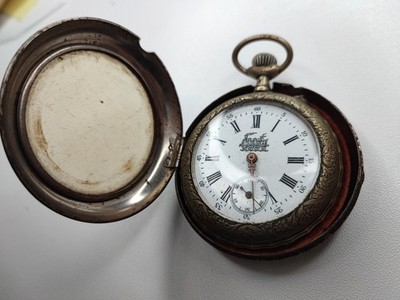 Zug Taschenuhr Hunde Motiv Remontoir Zylinder 57,7 mm - für Teile und Ersatzteile