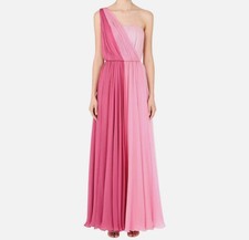 Dolce & Gabbana Women's Pink Ombre One Shoulder Plisse Gown Dress Size 44