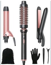 3 in 1 Curling Wand Set, Multi Curl, Curling Iron Set with Heated Round Brush