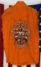 Biker Wear 2013 Sturgis Orange Jean Vest Mens Large Black Hills Rally Motorcycle