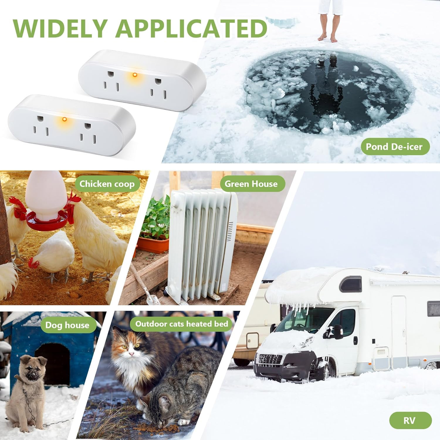 2 Pcs Thermal Cube, Auto on below 32°F off above 50°F, Plug in Thermostat Contro