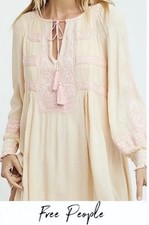 Free People Urban Outfitters Wild Willow dress/tunic Sheer Pink Embroidered Sz M
