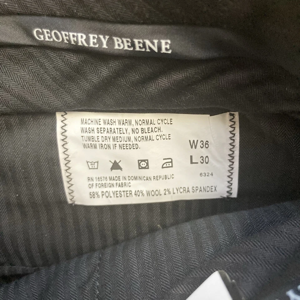 Pantalones Geoffrey Beene Hombre 36x30 Caqui Británico Plisado Lavable Lana Ajuste Perfecto Foto 3 de 4