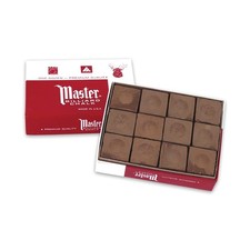 Master Billiard Pool Chalk, Pack of 12 Cubes, Brown, with Protective Box - Pr...