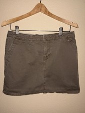 Old Navy Y2K Khaki Mini Skirt Sz 8 Brown A-line Cotton Casual D-Ring Vintage