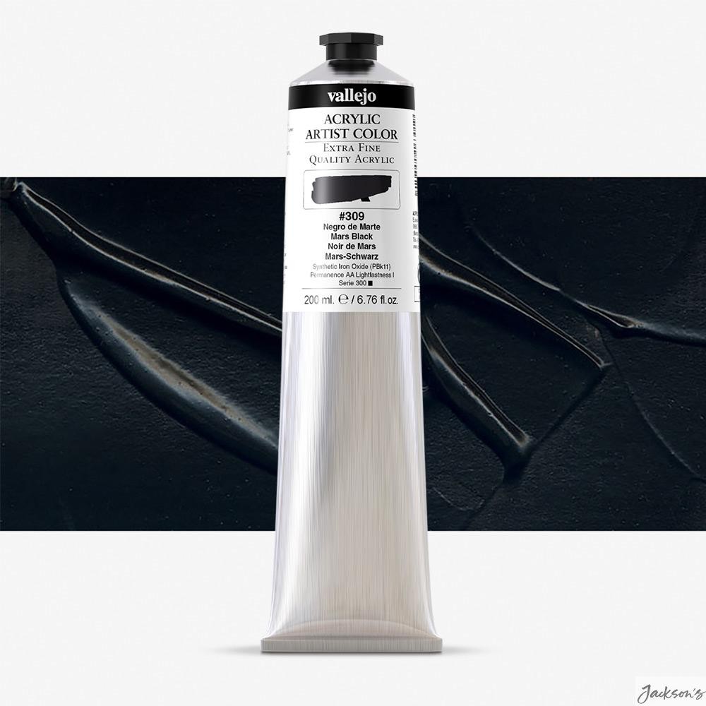 Vallejo Artist Acrylic Paint Synthetic Iron Oxide 200ml Mars Black Fine Art