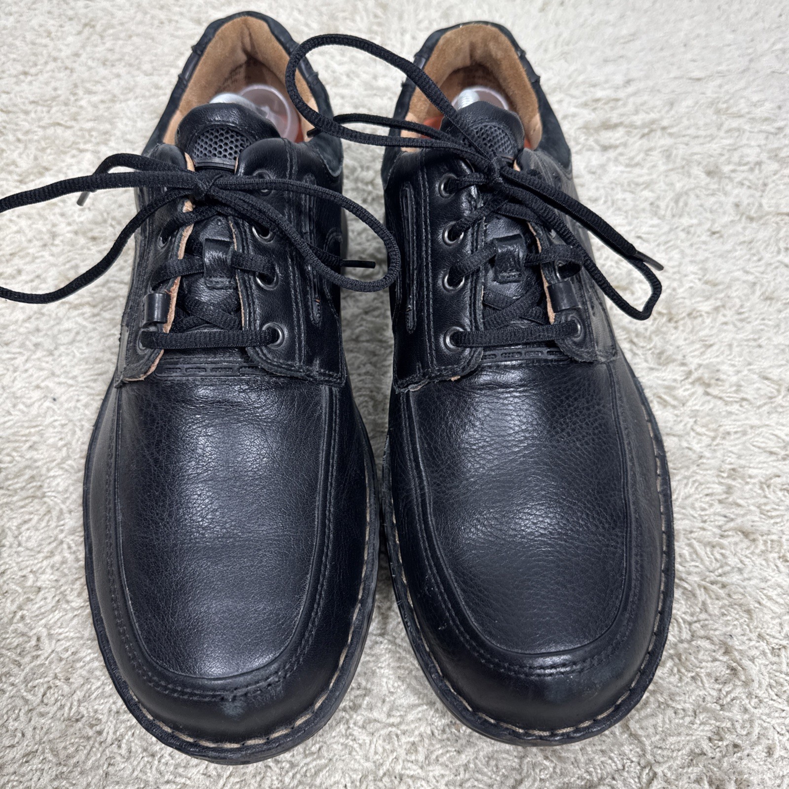 Clarks Unstructured Black Leather Oxford Shoes Mens 10.5M Comfort Casual Lace Up