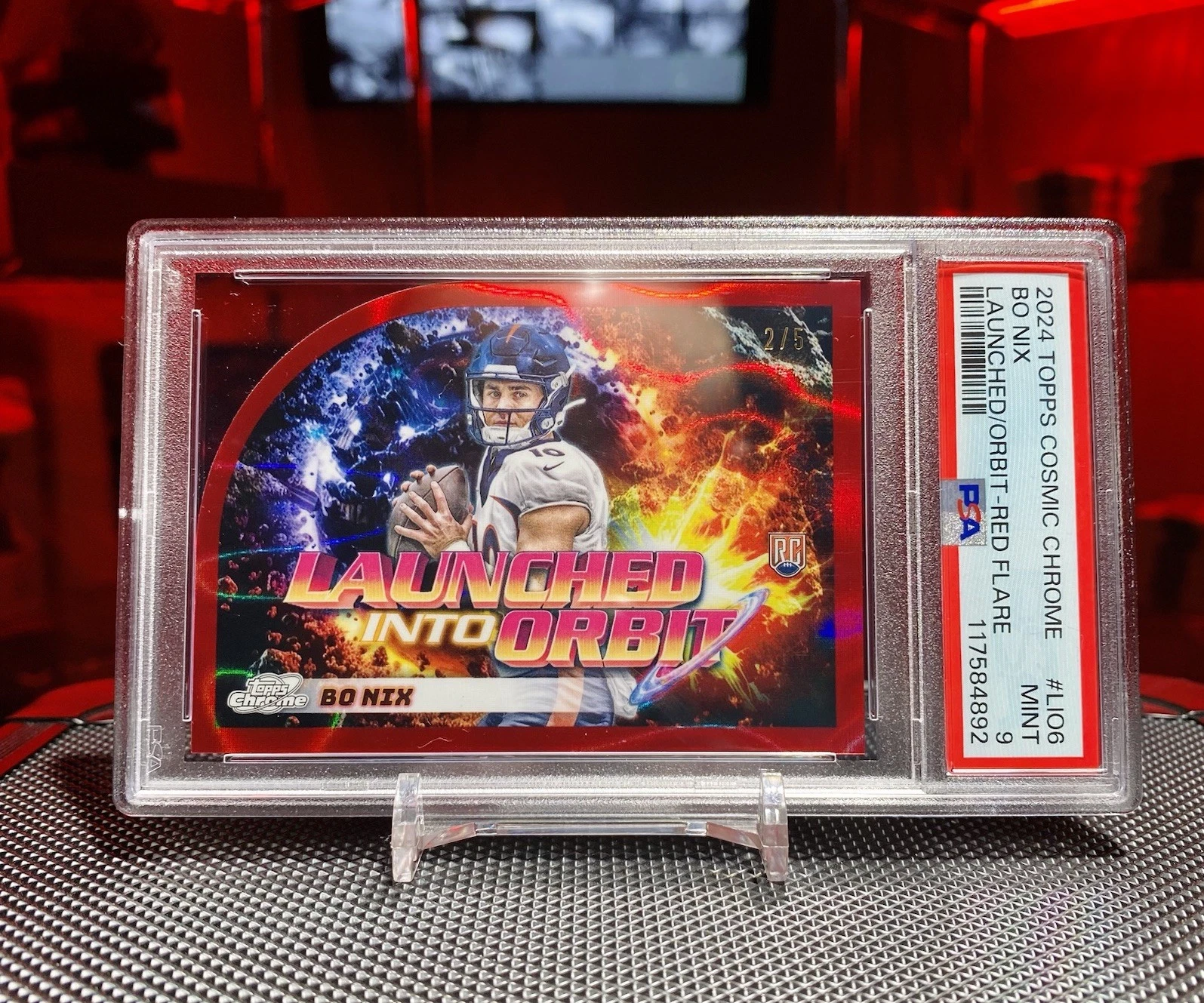 Bo Nix Topps Cosmic Chrome Launched Into Orbit #LIO6 Red Flare